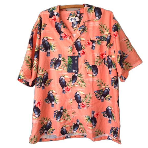 Uzzi Other - NWT Uzzi Amphibious Gear Hawaiian Button Up Shirt Toucan Coral Vaca Resort Beach
